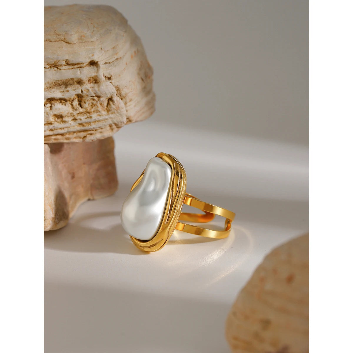 Pearly Stainless Rings