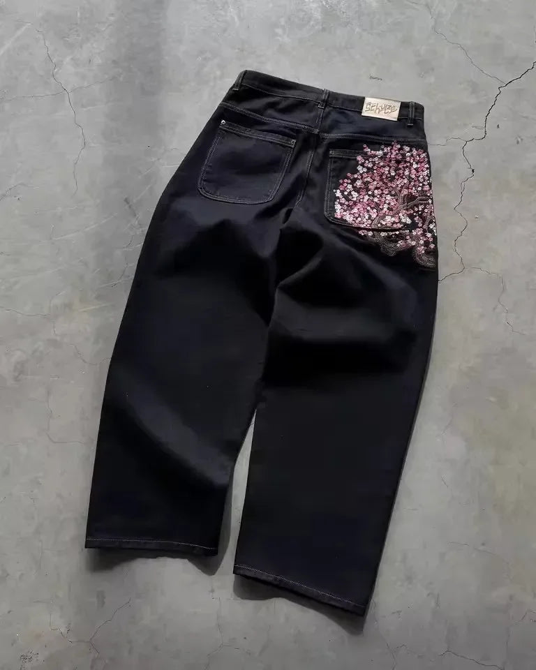 Cherry Blossom Embroidered Jeans