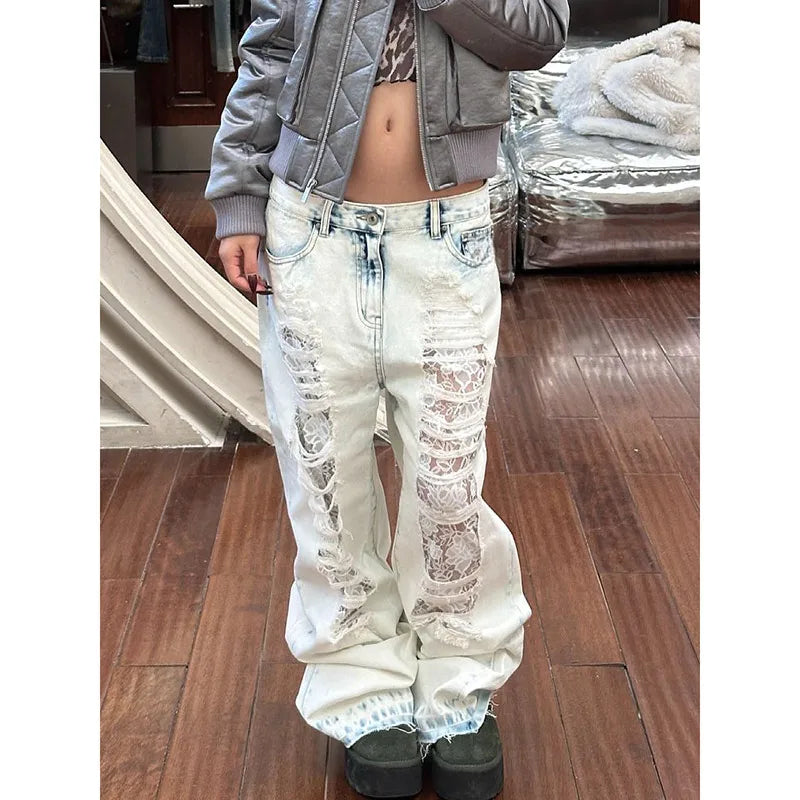 Light Blue Distressed Jeans - Planet Missy