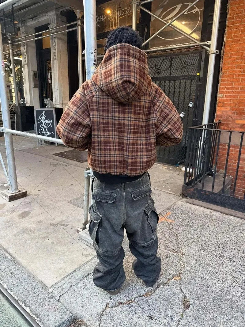 Checkered Stripe Oversized Hoodie