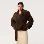 Brown Suede Trench Coat Jacket