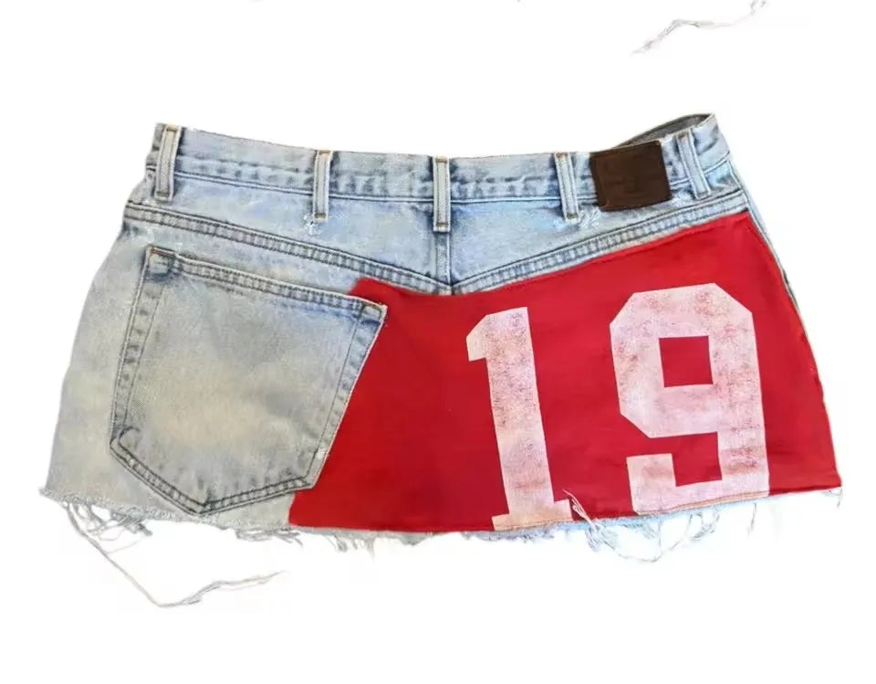 Trend Personality Splice American Street Spicy Girls Patch Letter Mini Skirts Retro Dressing Up Sexy Y2k Skirts Gothic Skirts - Planet Missy