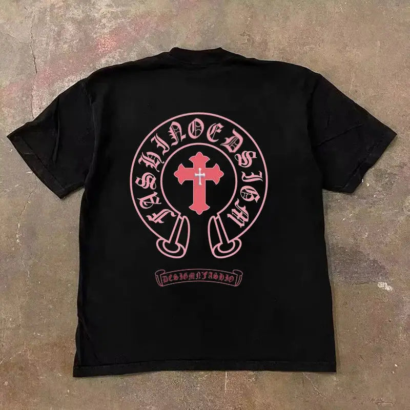 Camiseta de manga corta 100% algodón 2025 para hombres y mujeres, explosión de verano, camiseta de alta calle americana