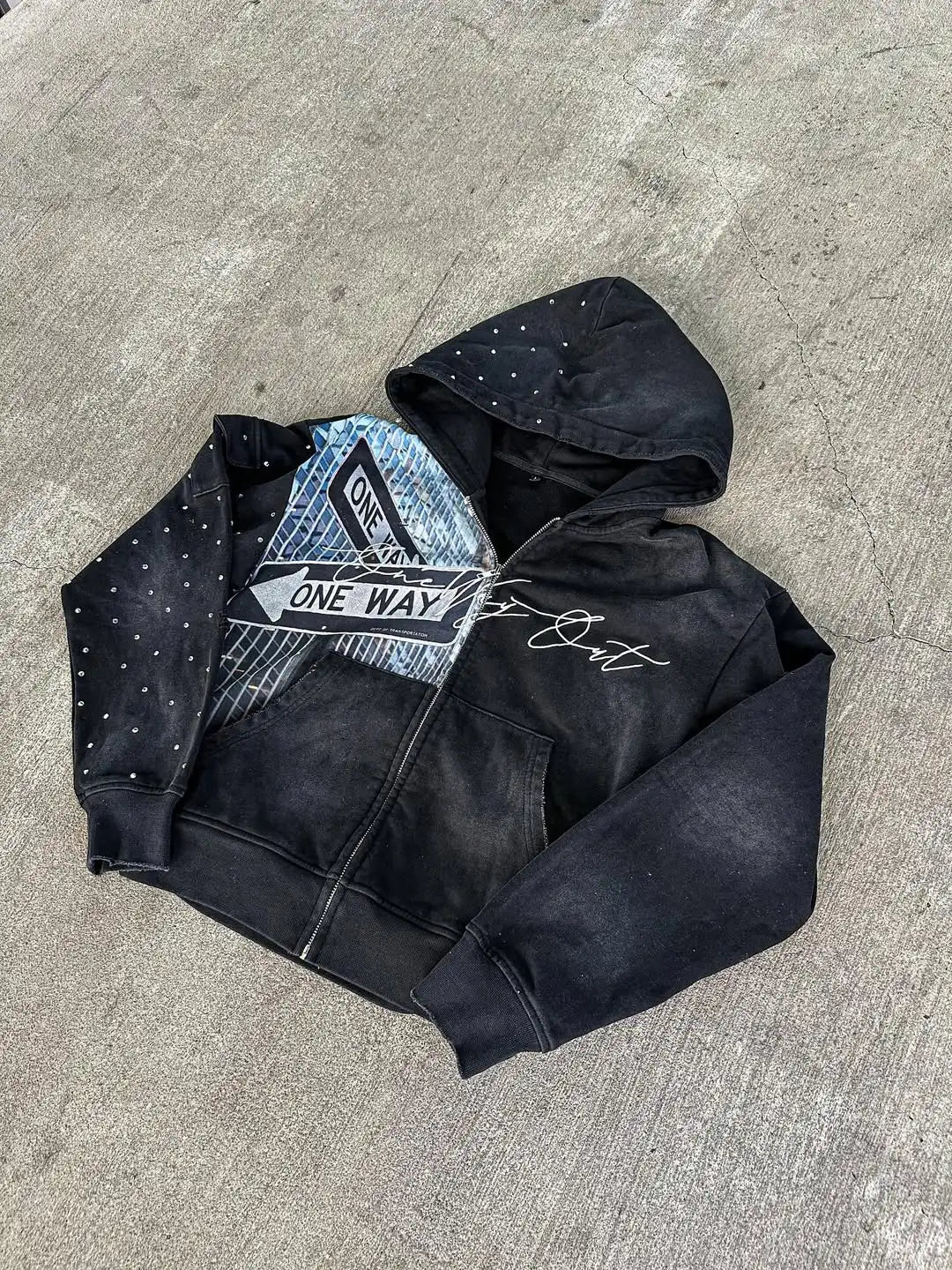 One Way Zip-Up Hoodie - Planet Missy