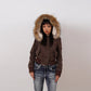 Mocha Hooded Fur Winter Jacket