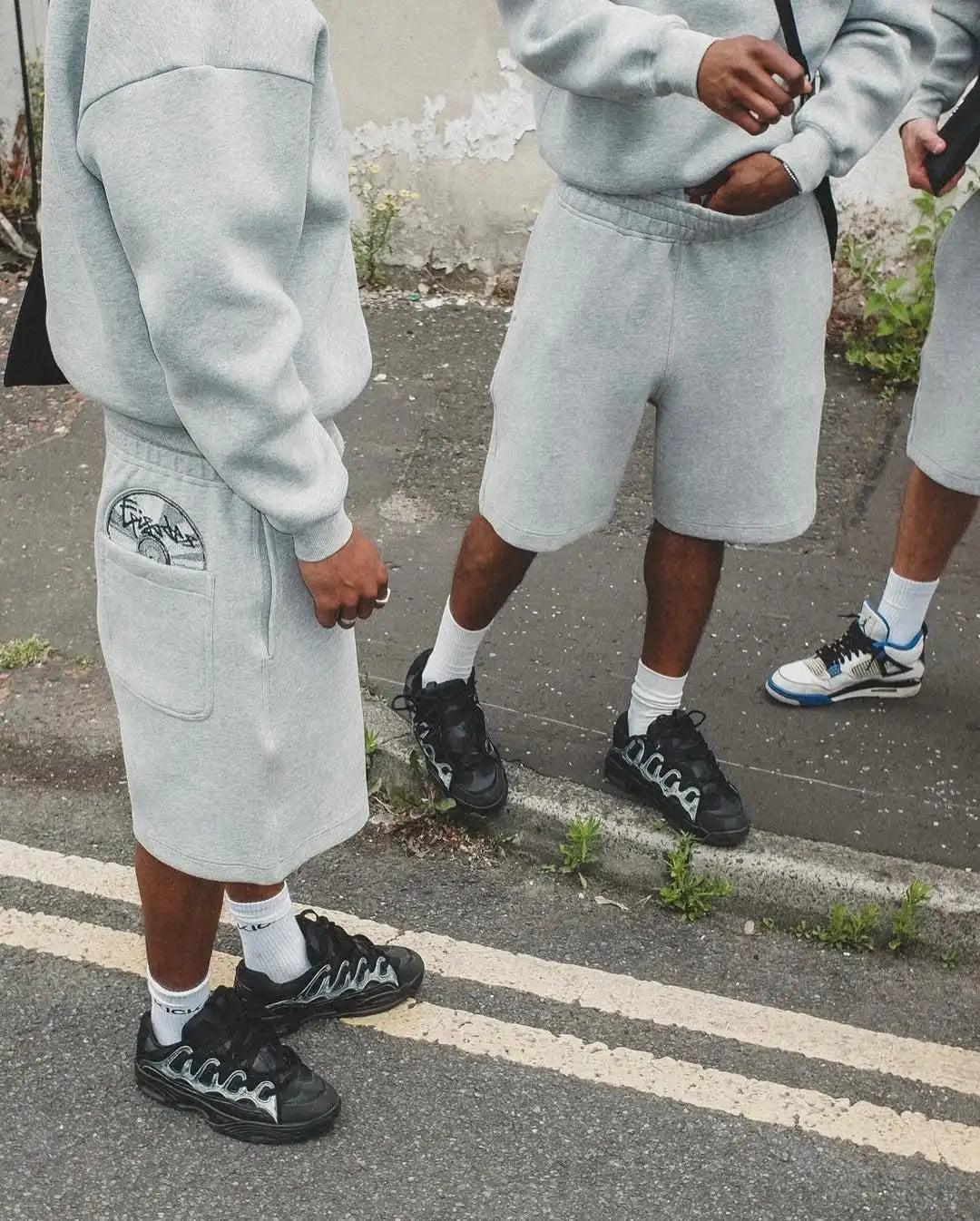 Grey Disc Pattern Mens Shorts Set Sporty Casual Wear Comfortable Loose Tracksuit Breathable Fabric Minimalist Modern Athleisure - Planet Missy