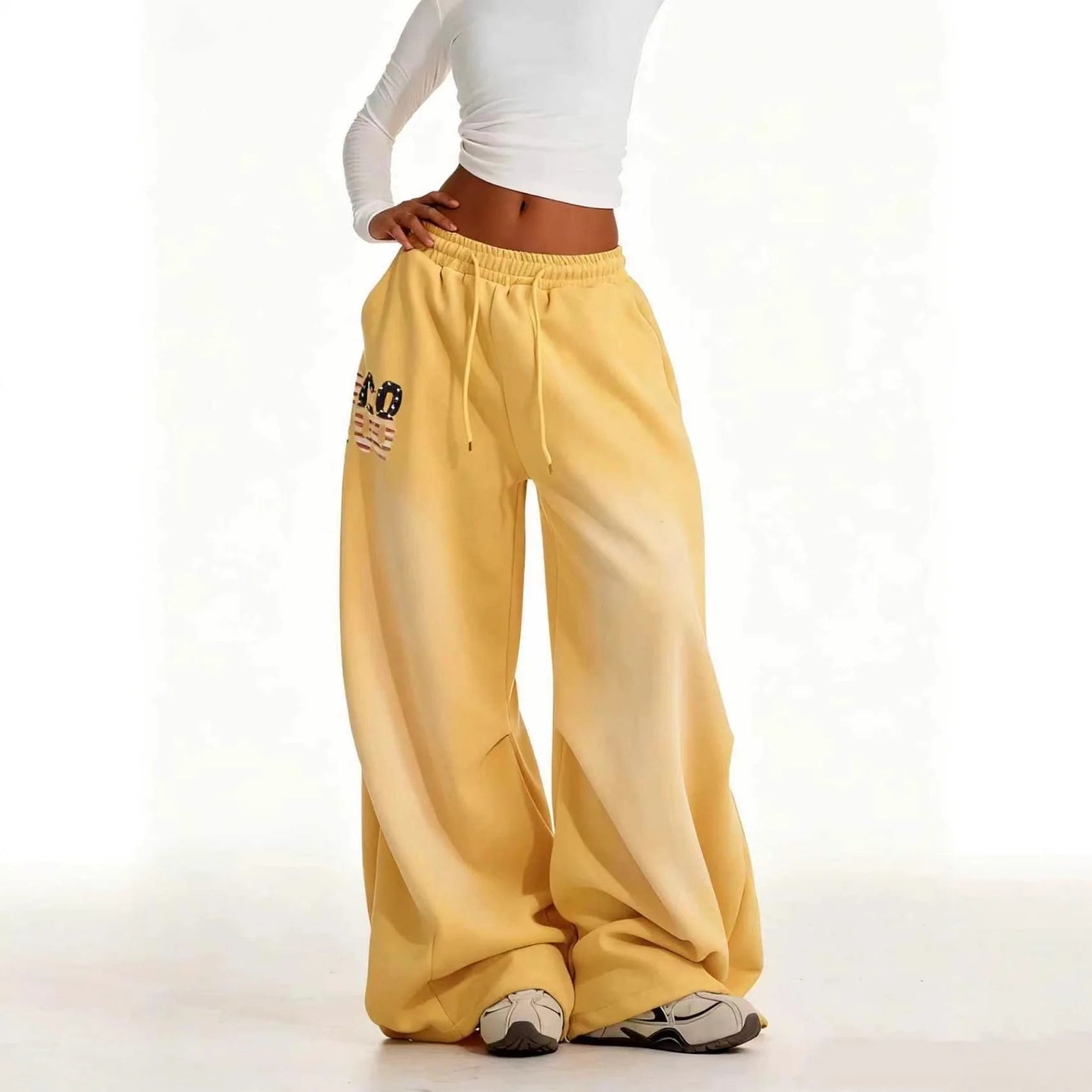 Retro Yellow Casual Sweatpants