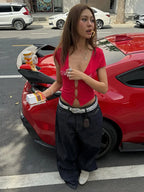 Buckle Low-Neck Top - Planet Missy