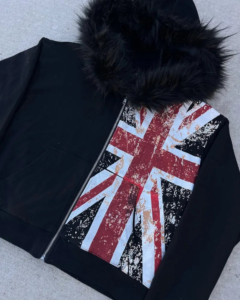 Flagged Zip Hoodie