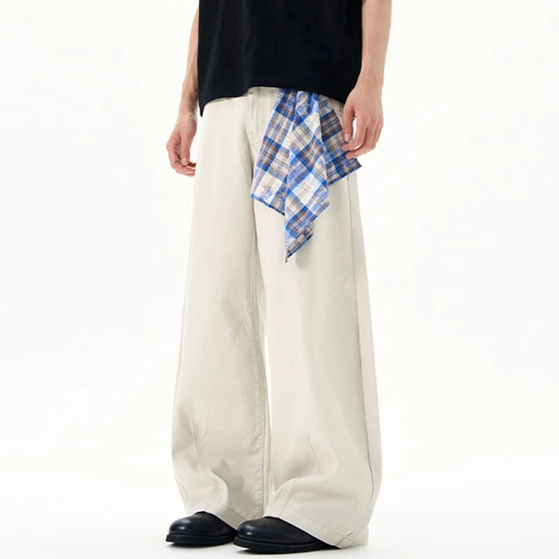 Casual Beige Wide Leg Trousers