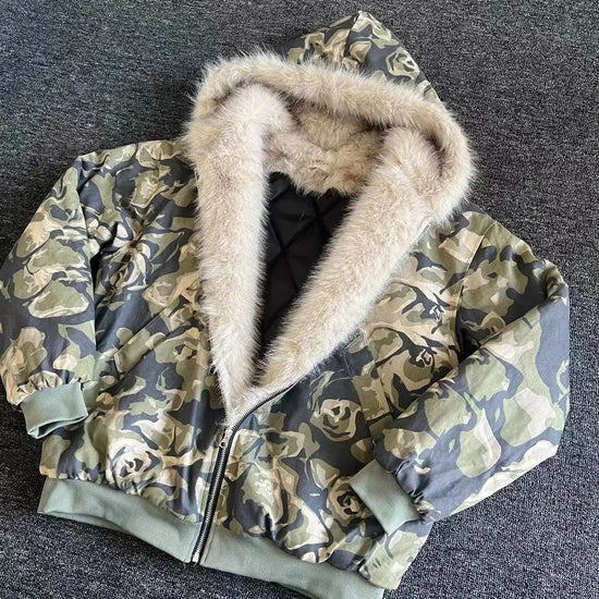 Camouflage Print Warm Parka Coat
