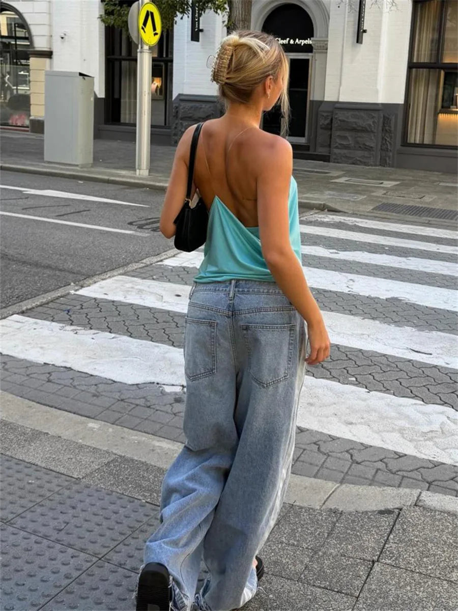 Blue Draped Cami Top