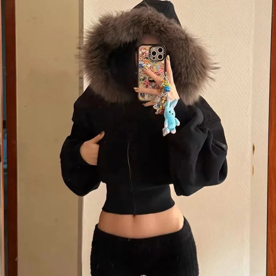 Black Hooded Slim Fit Winter Jacket