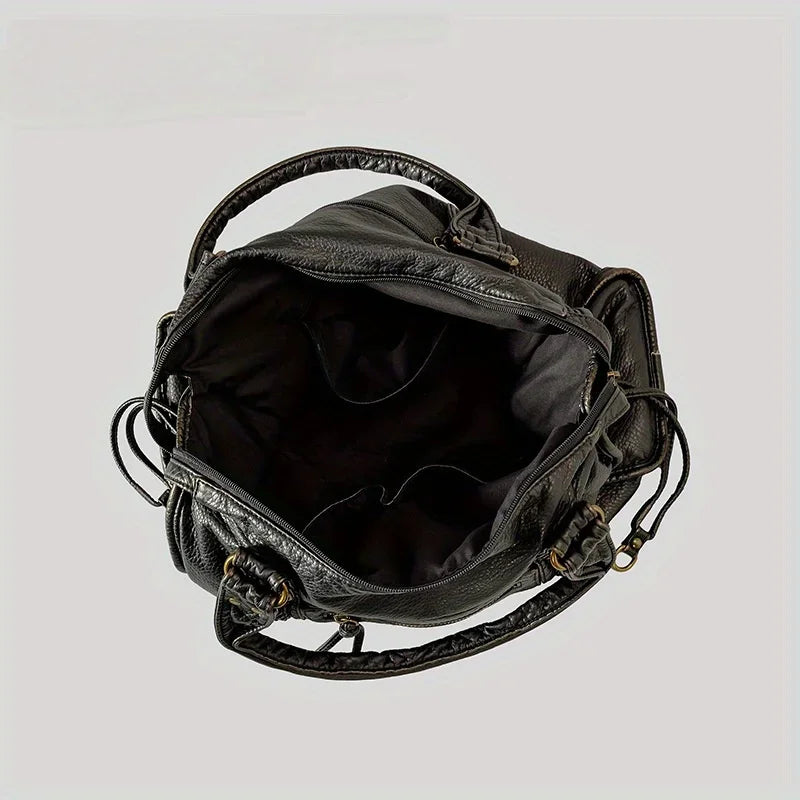 Vintage Washed Soft Leather Tote Bag - Planet Missy