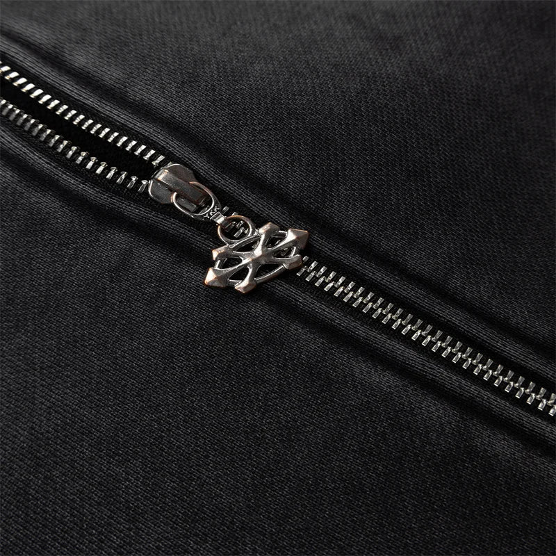 Graphic Embroidery Zipper Hoodie