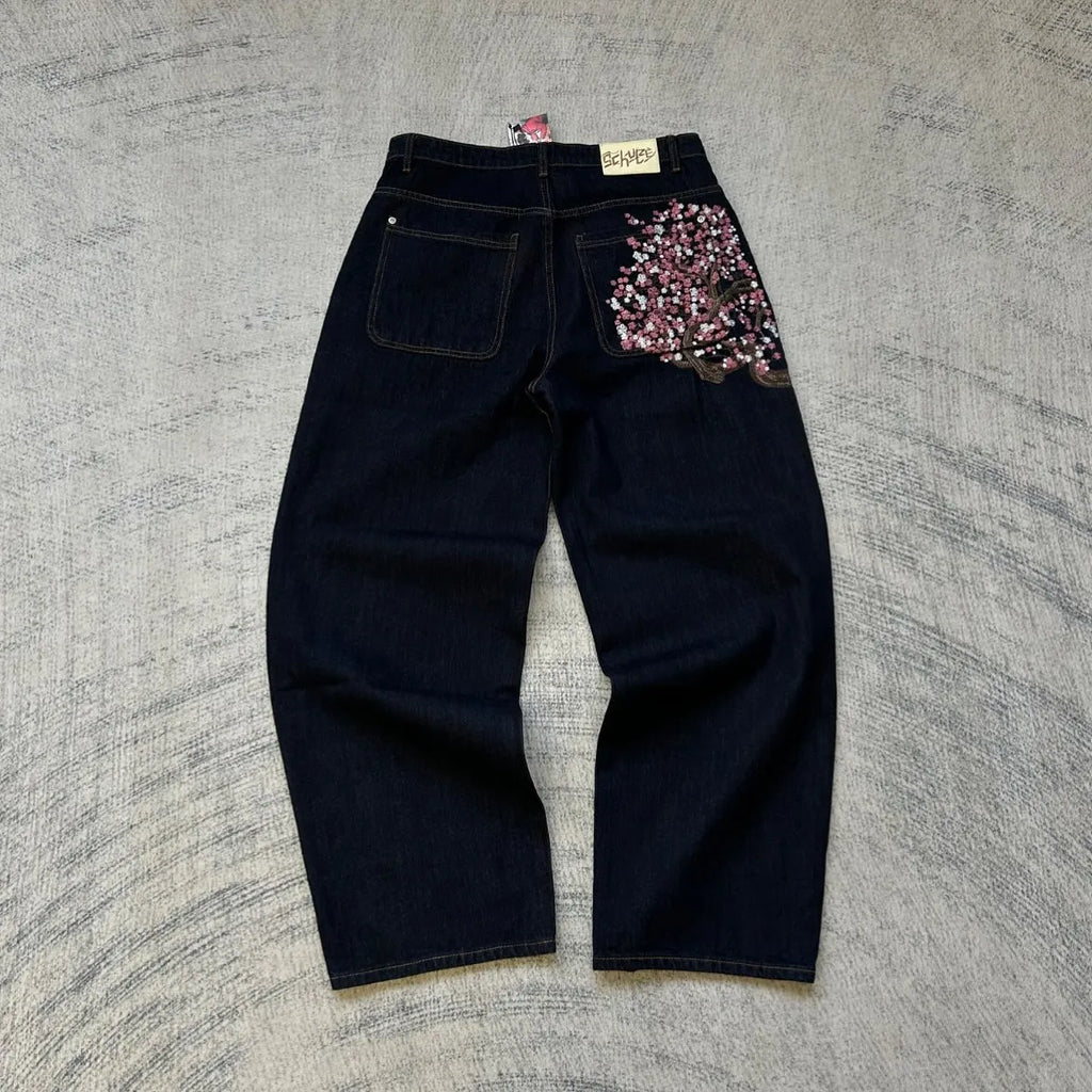 Cherry Blossom Embroidered Jeans