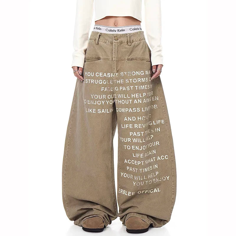 Khaki Letter Jeans