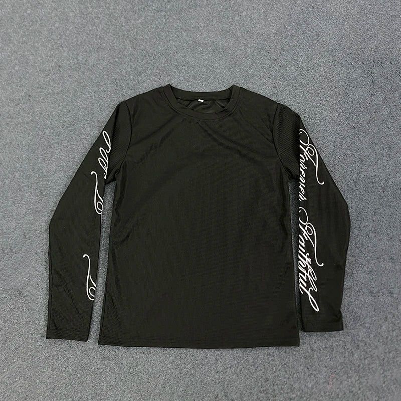 Lettered Print Long Sleeve Top - Planet Missy