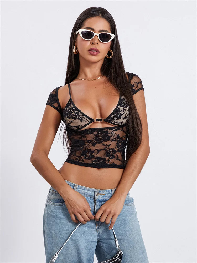 2 Piece Tops Sets Lace Tank Tops - Planet Missy