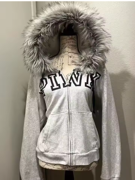 Fur Zip Up Hoodie