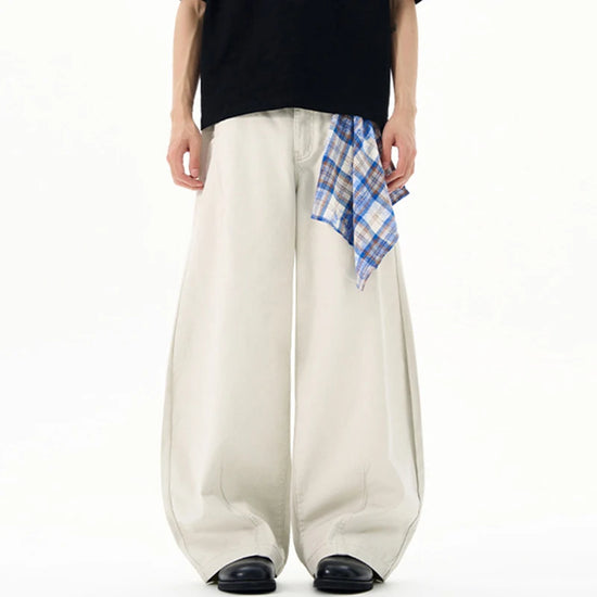 Casual Beige Wide Leg Trousers