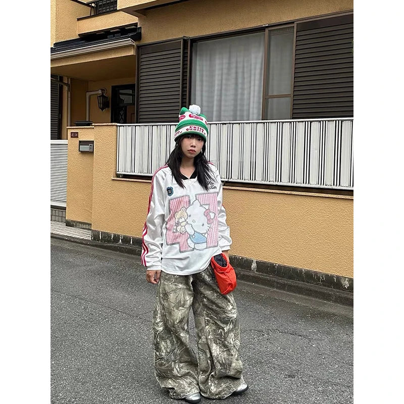 Low-Rise Camo Wide-Leg Jeans