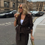 Brown Suede Trench Coat Jacket