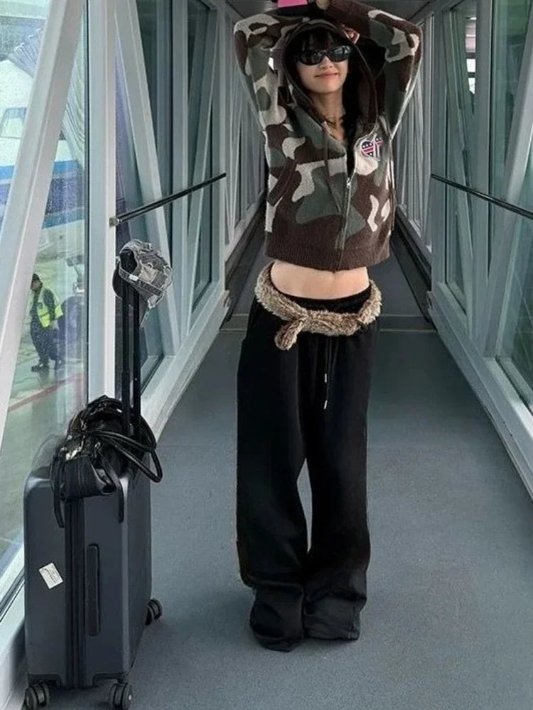 Camouflage Hooded Cardigan - Planet Missy