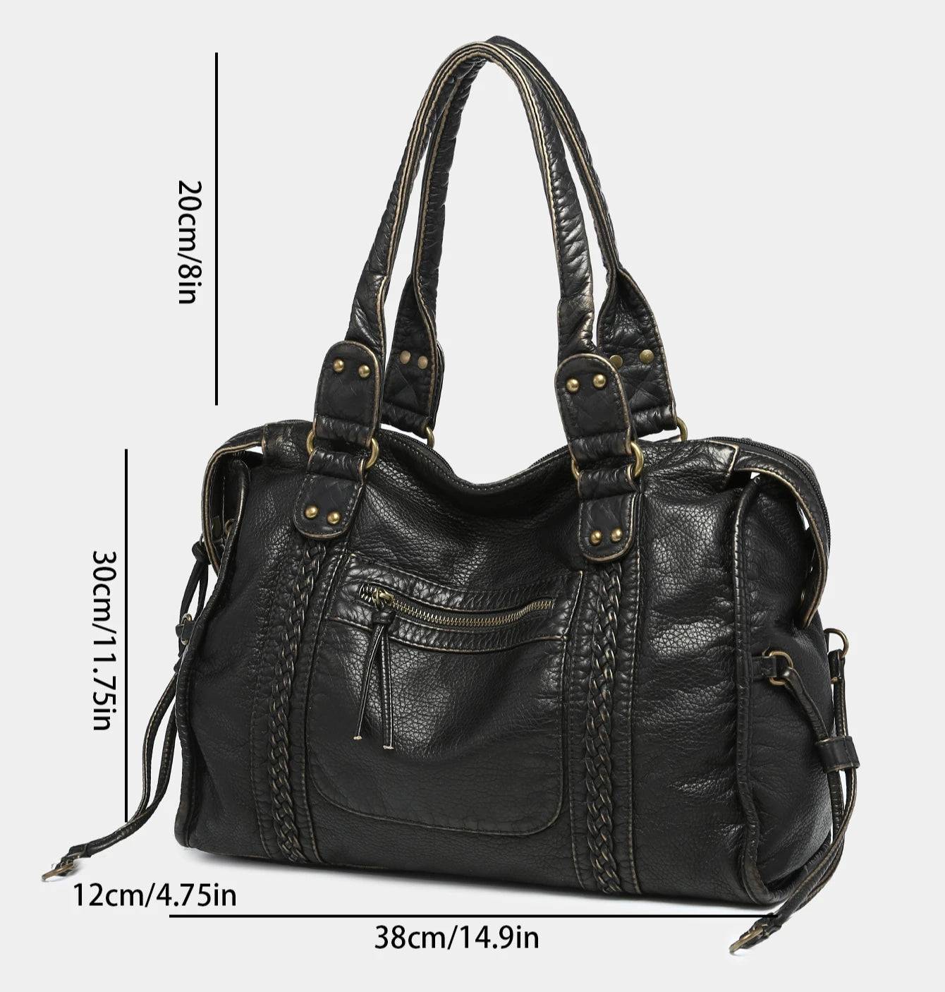 Vintage Washed Soft Leather Tote Bag - Planet Missy