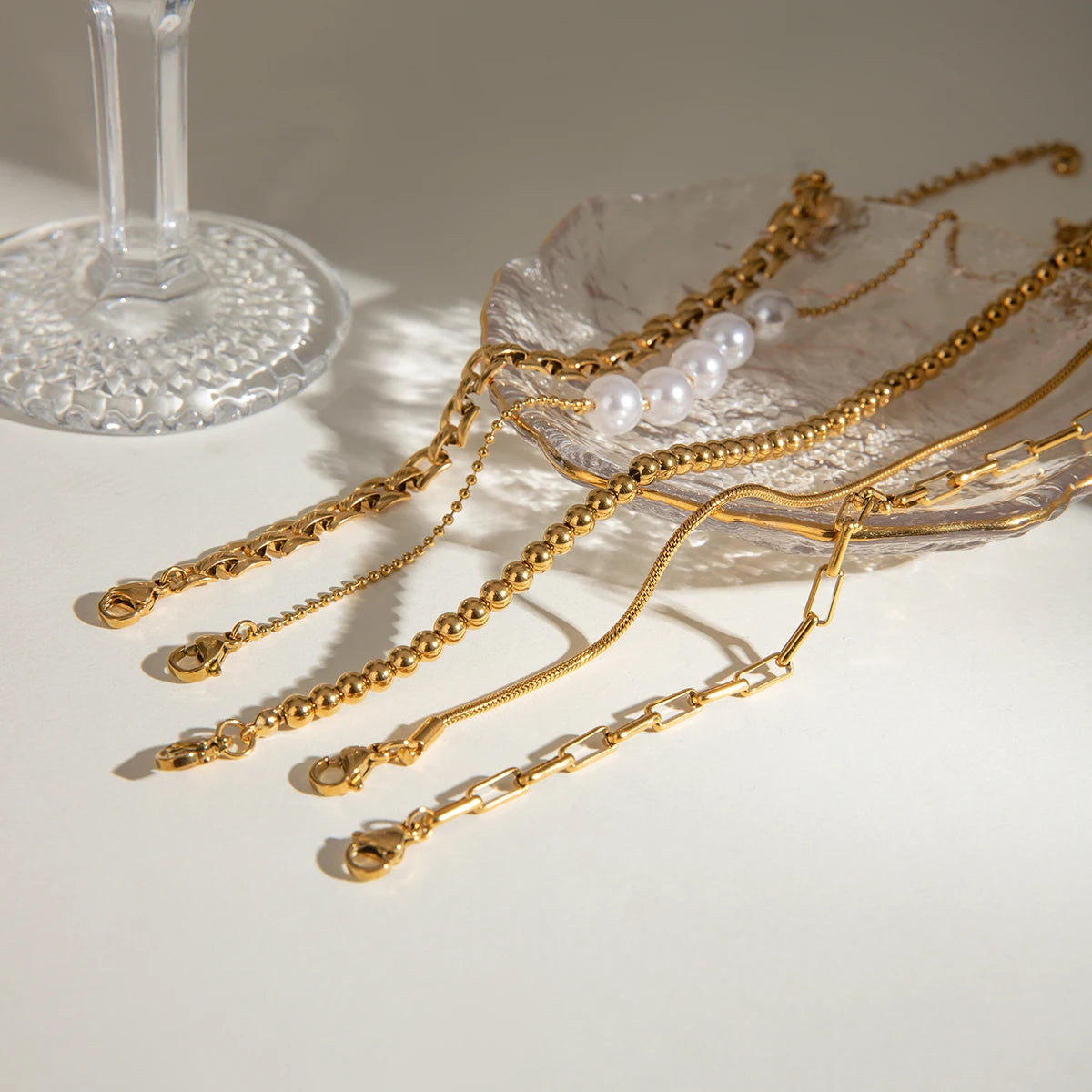 Stainless Steel Pearl Snake Chain Bracelet - Planet Missy