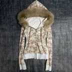 Faux Fur Collar Camouflage Jacket
