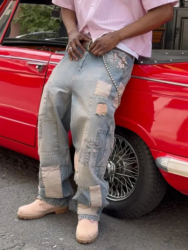 Floral Patchwork Jeans