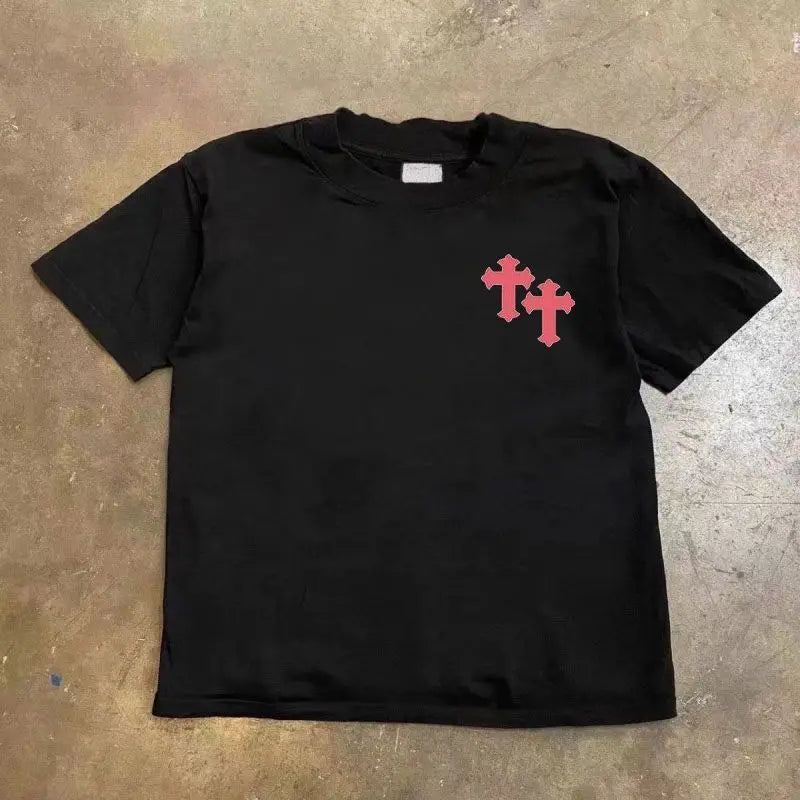 Camiseta de manga corta 100% algodón 2025 para hombres y mujeres, explosión de verano, camiseta de alta calle americana