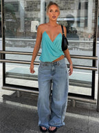 Blue Draped Cami Top