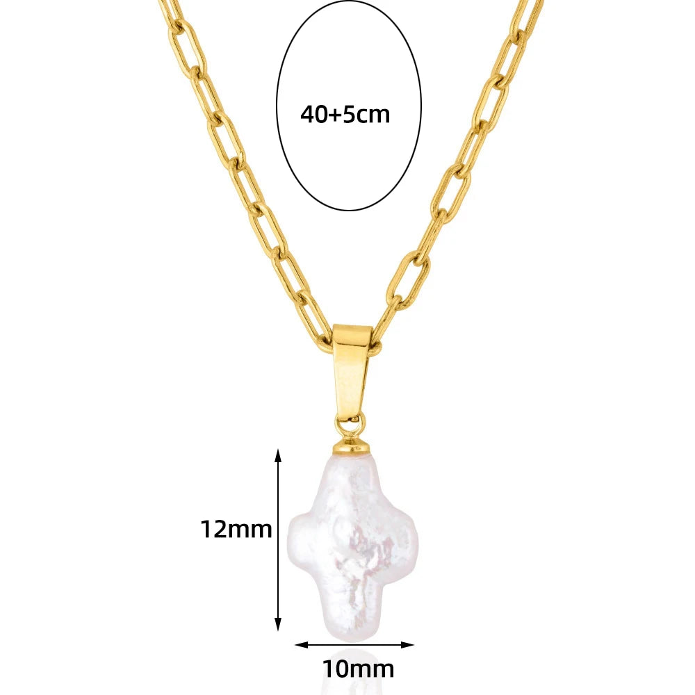 Natural Pearl Cross Necklace