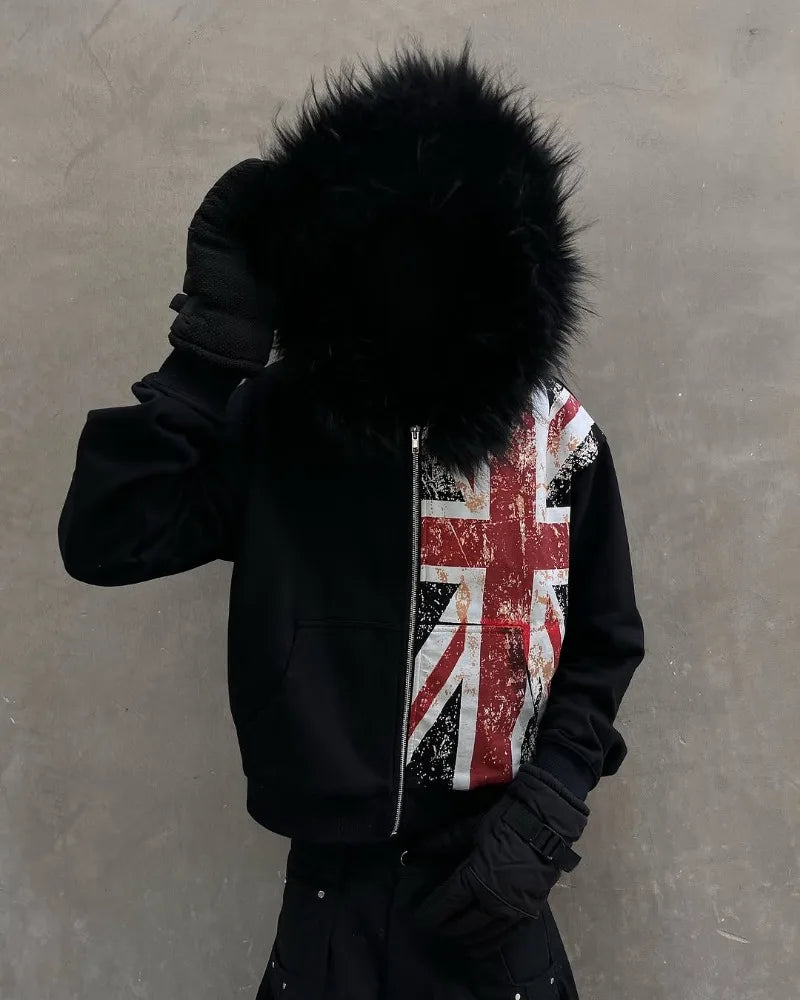 Flagged Zip Hoodie