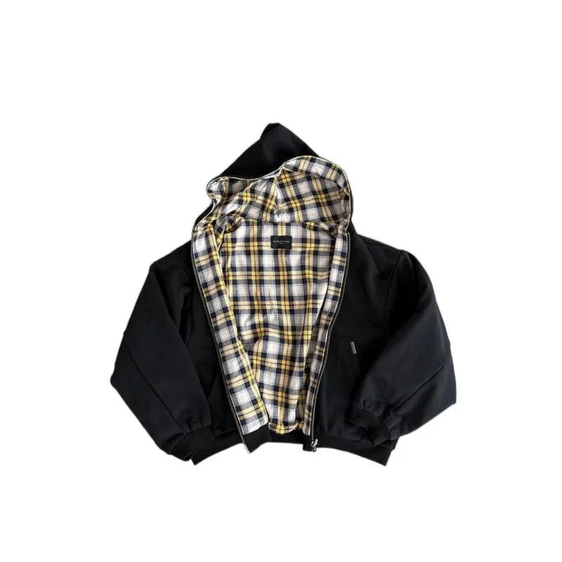 Double-Sided Plaid Hoodie - Planet Missy