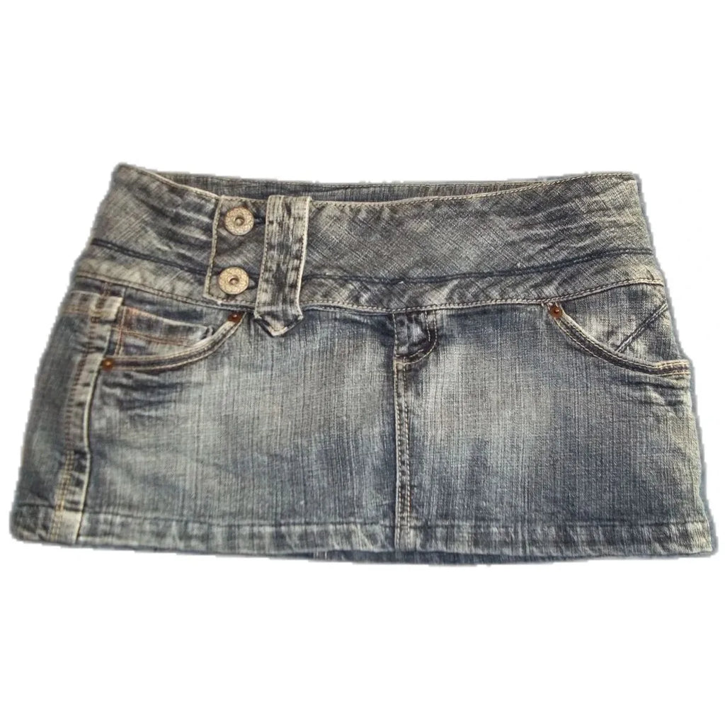 Blue Dark Wash Y2K Micro Skirt - Planet Missy