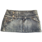 Blue Dark Wash Y2K Micro Skirt - Planet Missy