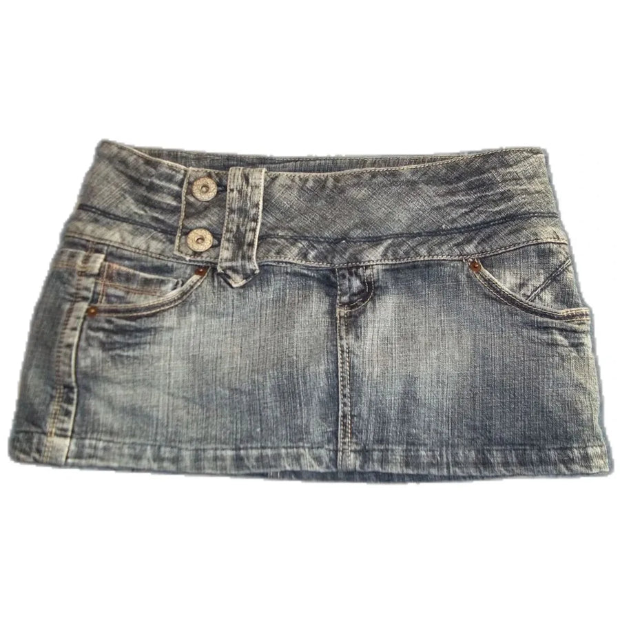 Blue Dark Wash Y2K Micro Skirt - Planet Missy