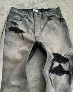 Distressed Charcoal Straight-Leg Jeans