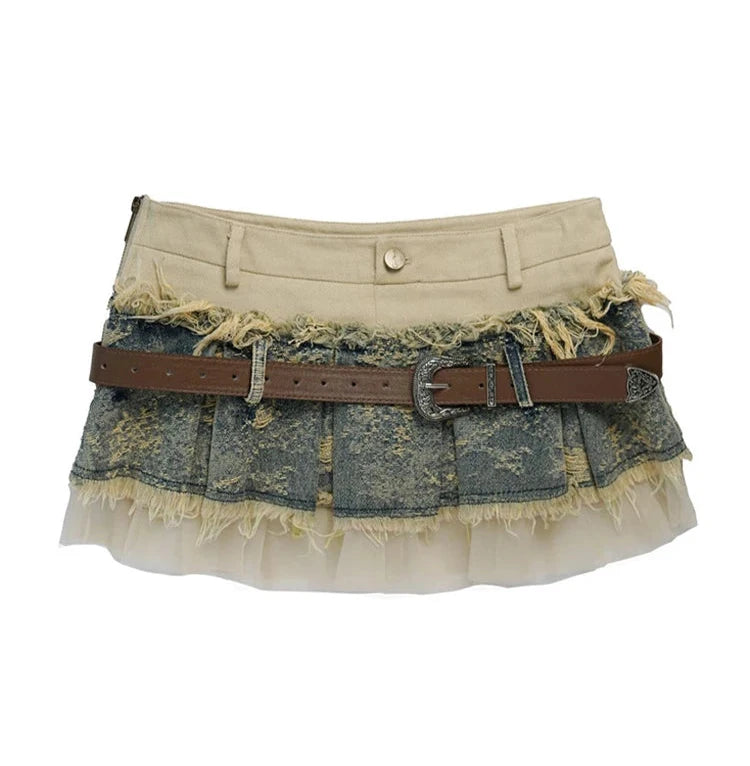 Mini Denim Patchwork Skirt