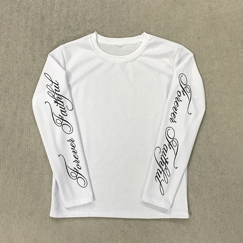 Lettered Print Long Sleeve Top - Planet Missy