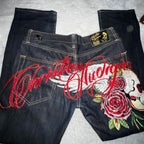 Angel wings Embroidery Jeans