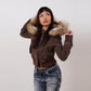 Mocha Hooded Fur Winter Jacket