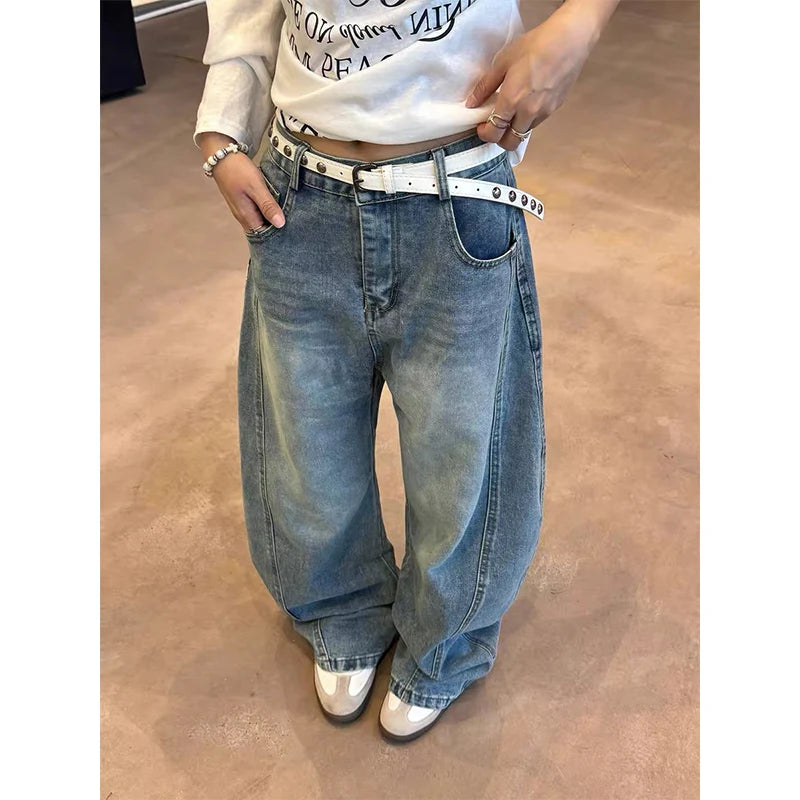 Vintage Printing Denim Trousers - Planet Missy