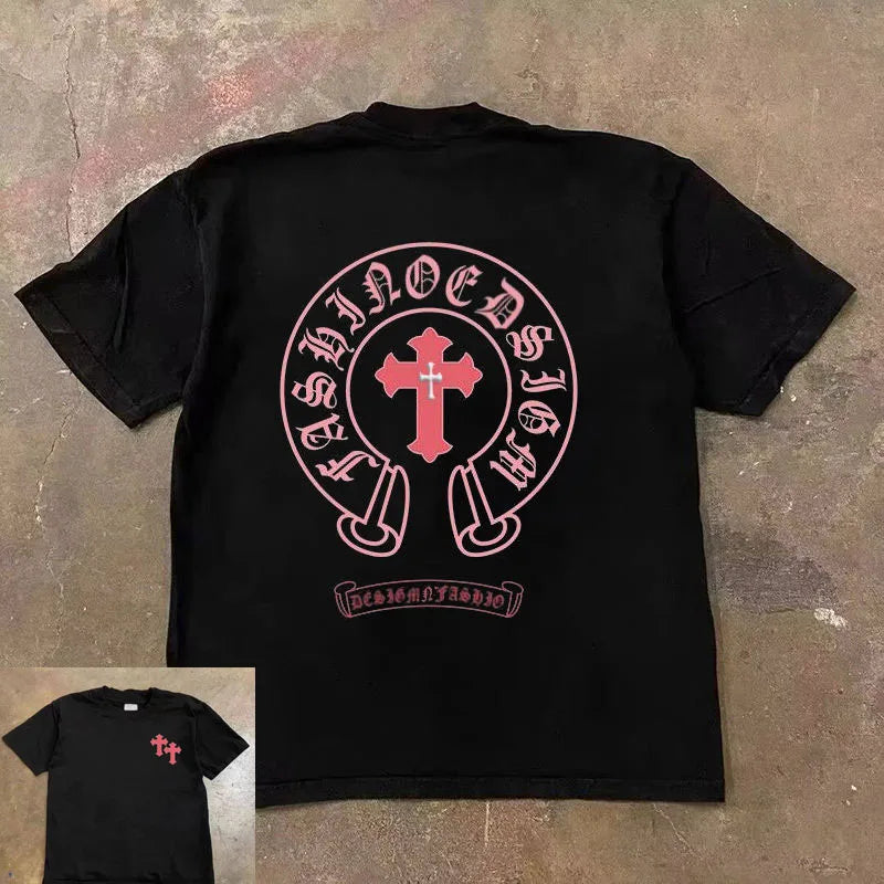 Camiseta de manga corta 100% algodón 2025 para hombres y mujeres, explosión de verano, camiseta de alta calle americana