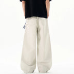 Casual Beige Wide Leg Trousers