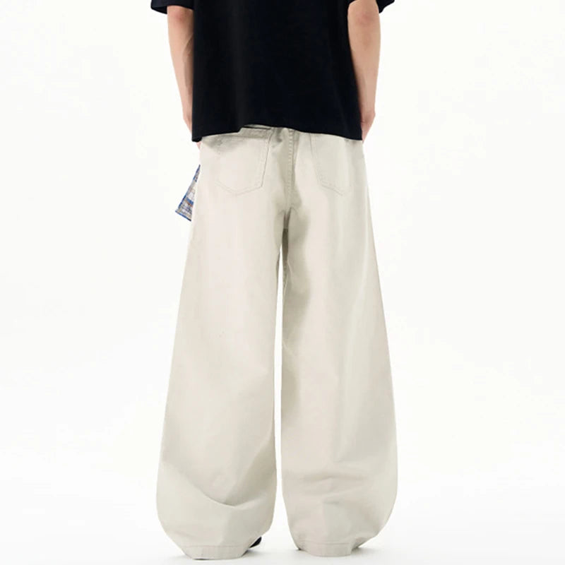 Casual Beige Wide Leg Trousers