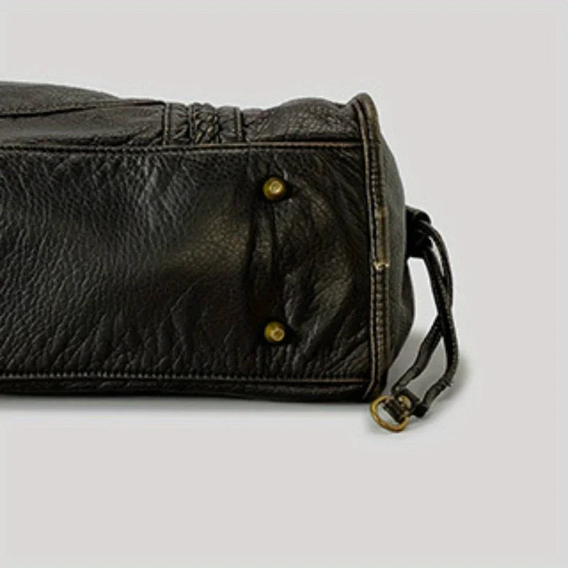 Vintage Washed Soft Leather Tote Bag - Planet Missy